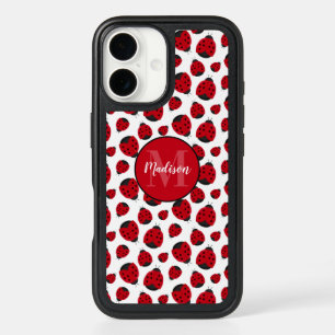 Red Ladybug Pattern Personalized iPhone 16 Case