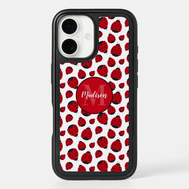 Red Ladybug Pattern Personalized Otterbox iPhone Case (Back)