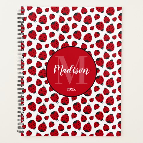 Red Ladybug Pattern Personalized Planner