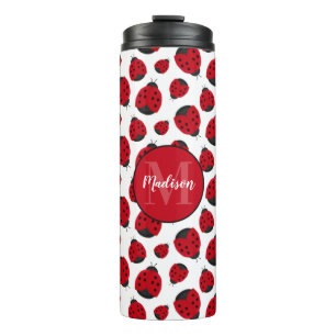 Red Ladybug Pattern Personalized Thermal Tumbler