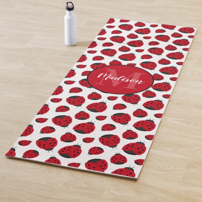 Red Ladybug Pattern Personalized Yoga Mat (In Situ)