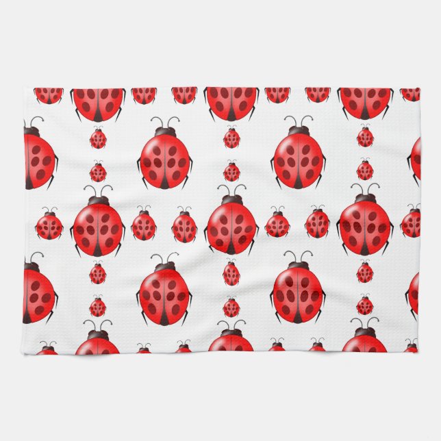 Red Ladybug Pattern Towel (Horizontal)