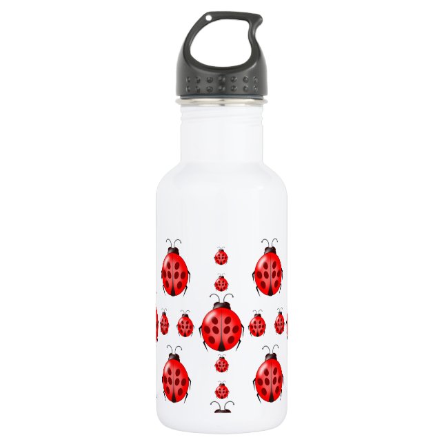 Red Ladybug Pattern Water Bottle (Front)