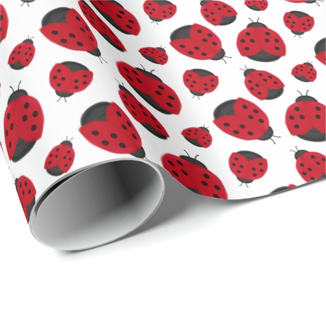 Red Ladybug Pattern Wrapping Paper (Roll Corner)