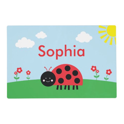 Red Ladybug Personalized Placemat