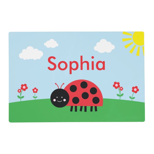 Red Ladybug Personalized Placemat (Front)