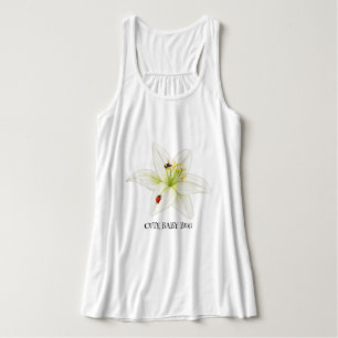 Red Ladybug pink Lily Flower custom name kid girl Tank Top