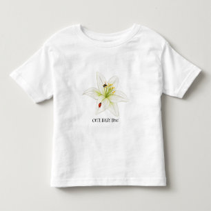 Red Ladybug pink Lily Flower custom name kid girl  Toddler T-shirt