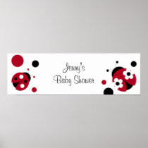 Red Ladybug Polka Dot Baby Shower Banner Sign