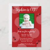 Red Ladybug Polka Dot Birthday Photo Invitations (Front)