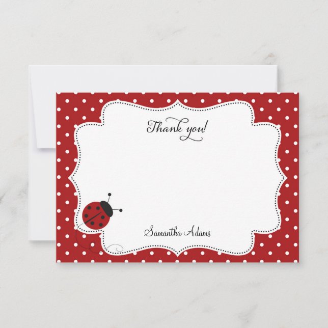 Red Ladybug Thank You Card (Front)