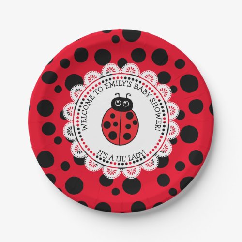 Red Ladybug Themed Baby Shower Paper Plates