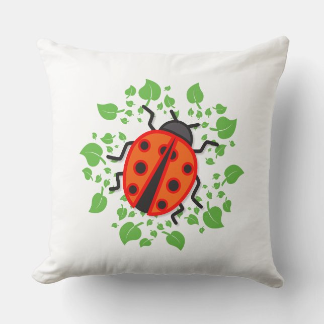 Red ladybug throw pillow (Front)