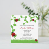 Red Ladybug Vines Baby Shower Invitations (Standing Front)