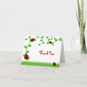 Red Ladybug Vines Thank You Note Card