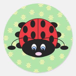 Red Ladybug with Flowers Stickers