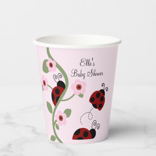 Red Ladybugs and Flowers Paper Cups