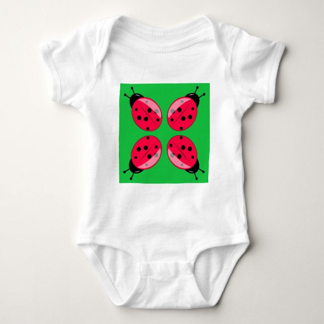 Red Ladybugs Baby Bodysuit (Front)