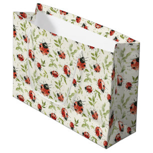 Red Ladybugs Birthday Large Gift Bag