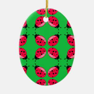 Red Ladybugs Ceramic Ornament