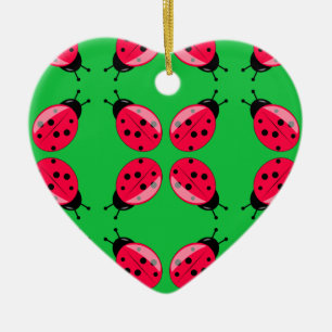 Red Ladybugs Ceramic Ornament