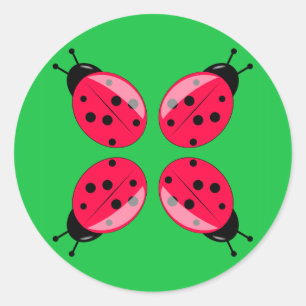 Red Ladybugs Classic Round Sticker