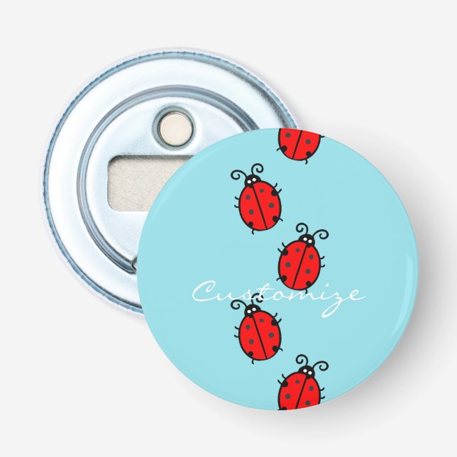 Red Ladybugs Crawling Thunder_Cove Bottle Opener (Front)