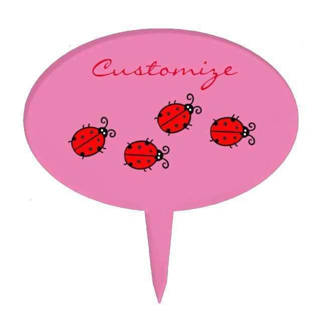 Red Ladybugs Crawling Thunder_Cove Cake Topper (Front)