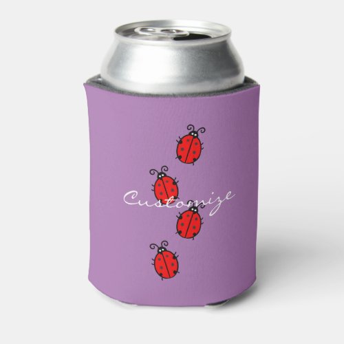 Red Ladybugs Crawling Thunder_Cove Can Cooler