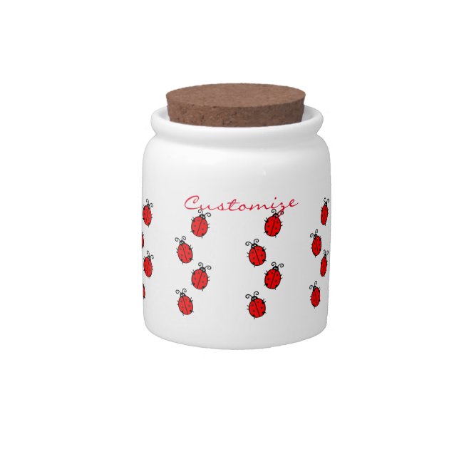 Red Ladybugs Crawling Thunder_Cove Candy Jar (Front)