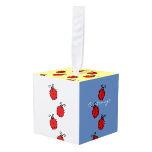 Red Ladybugs Crawling Thunder_Cove Cube Ornament