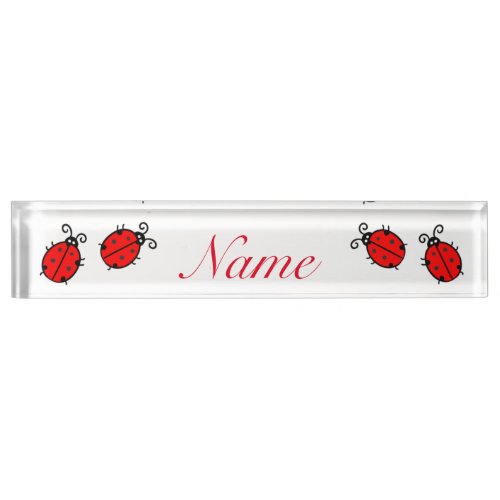 Red Ladybugs Crawling Thunder_Cove Desk Name Plate