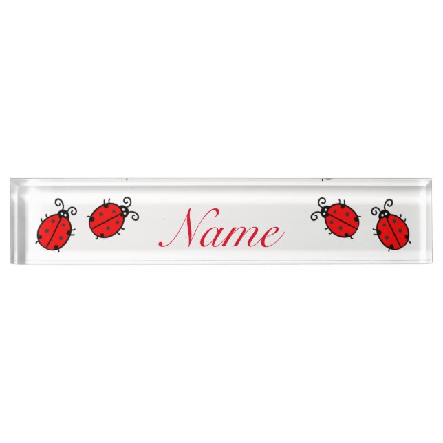 Red Ladybugs Crawling Thunder_Cove Desk Name Plate (Front)