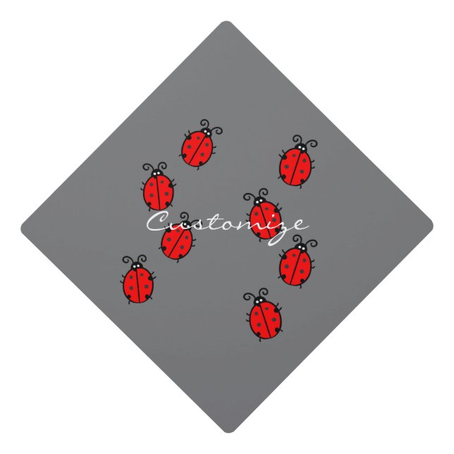 Red Ladybugs Crawling Thunder_Cove Graduation Cap Topper (Front)