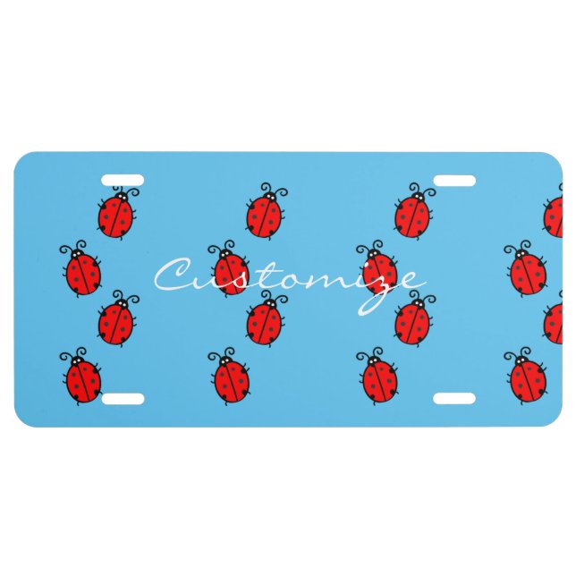 Red Ladybugs Crawling Thunder_Cove License Plate (Front)