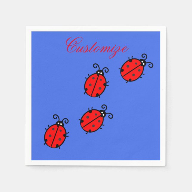 Red Ladybugs Crawling Thunder_Cove Napkins (Front)