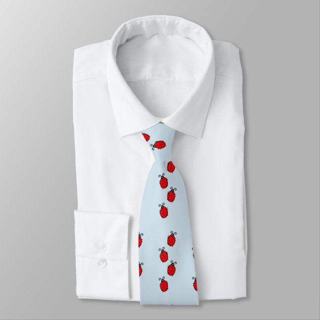 Red Ladybugs Crawling Thunder_Cove Neck Tie (Tied)