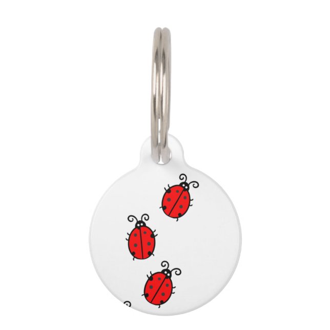 Red Ladybugs Crawling Thunder_Cove Pet ID Tag (Front)