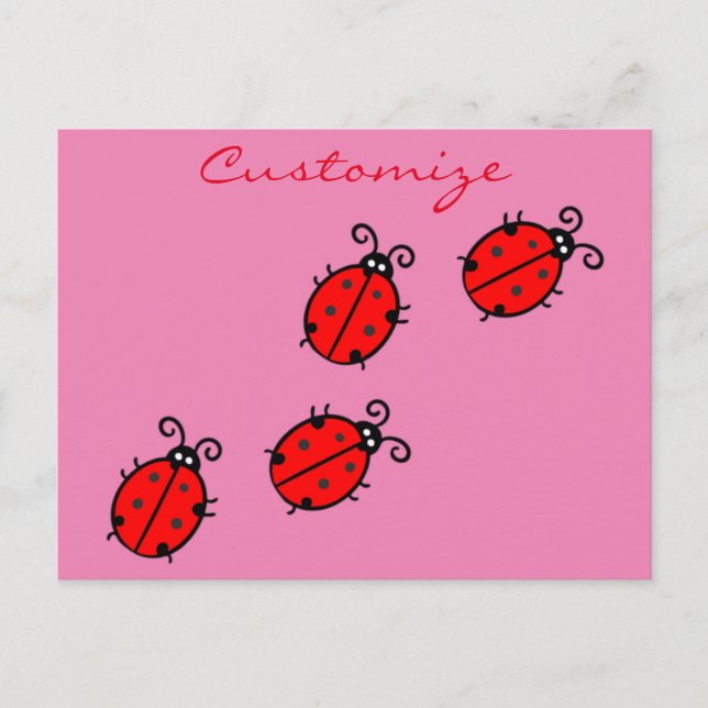Red Ladybugs Crawling Thunder_Cove Postcard (Front)