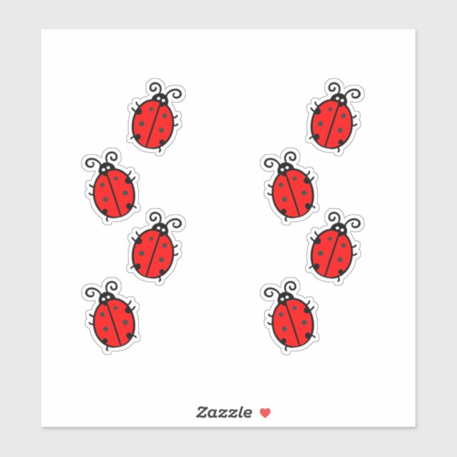 Red Ladybugs Crawling Thunder_Cove Sticker (Sheet)