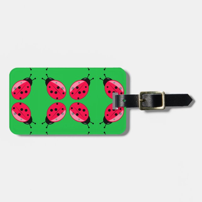 Red Ladybugs Luggage Tag (Front Horizontal)