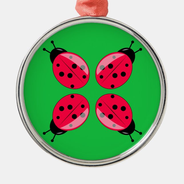 Red Ladybugs Metal Ornament (Front)