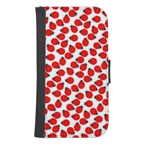 Red Ladybugs Pattern Galaxy S4 Wallet Case