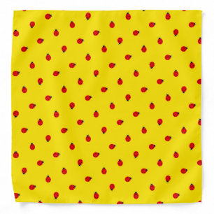 Red Ladybugs Polka Dot Pattern on Yellow Bandana