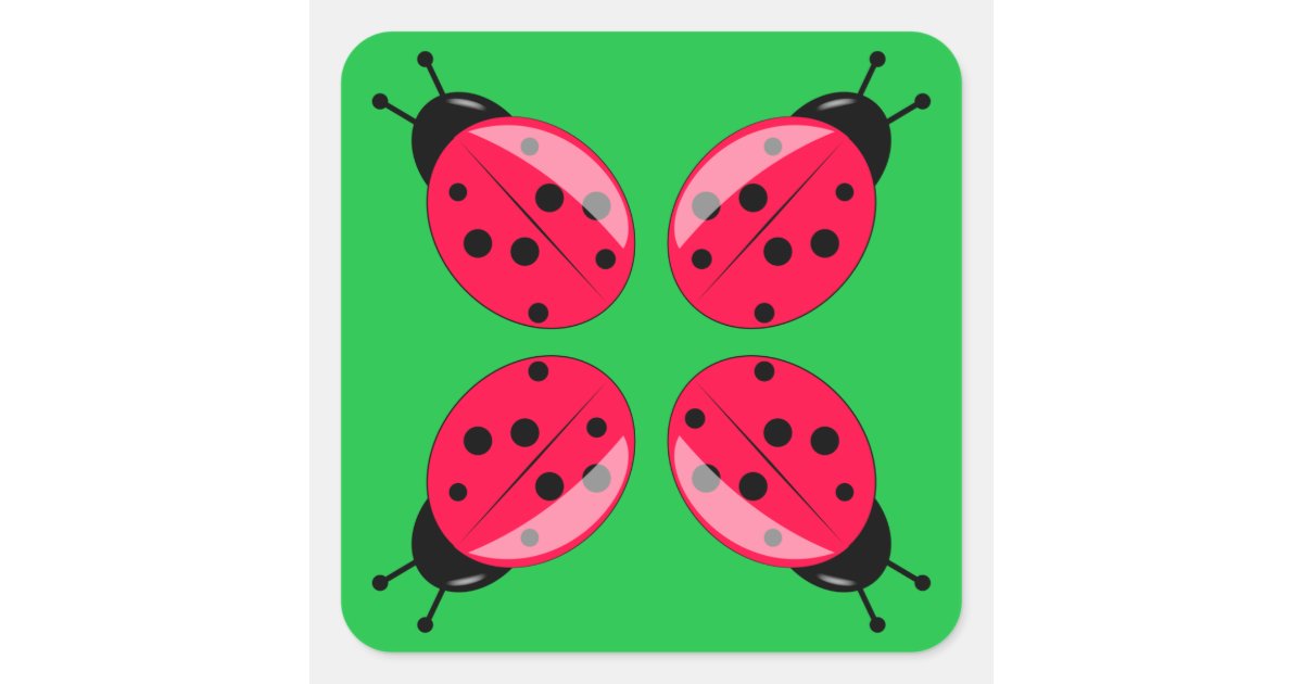 Red Ladybugs Square Sticker | Zazzle
