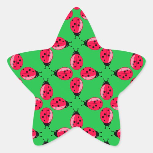 Red Ladybugs Star Sticker