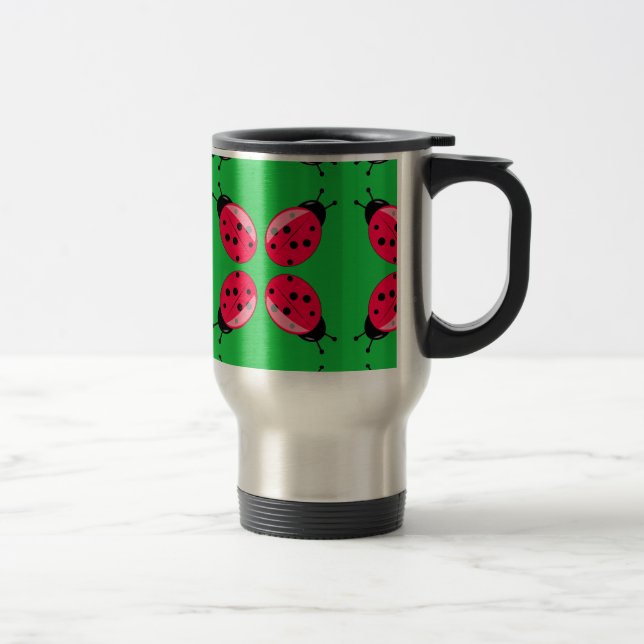 Red Ladybugs Travel Mug (Right)