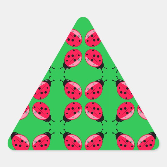 Red Ladybugs Triangle Sticker (Front)