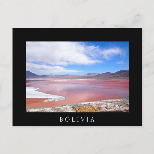 Red Lagoon in Bolivia black text postcard