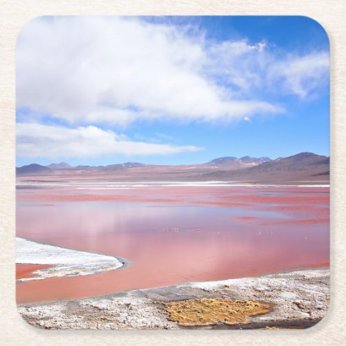 Red Lagoon Laguna Colorada in Bolivia coaster